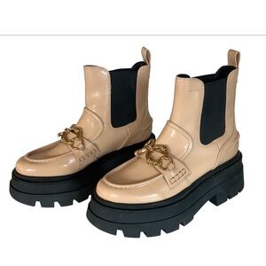 Circus by Sam Edelman Brooks Blonde Patent Boots Women Size 8.5 NWT Y2K Mob Wife